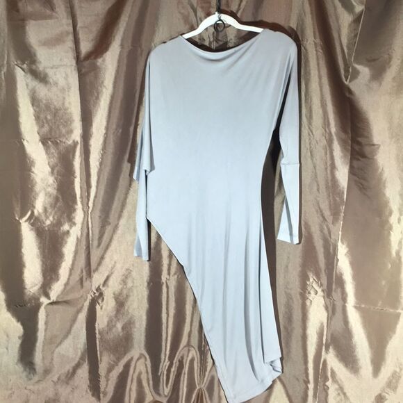 BCBGMaxazria taupe asymmetric fitted dress. - Picture 3 of 5